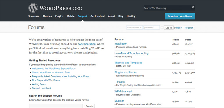 WordPress Support Forums