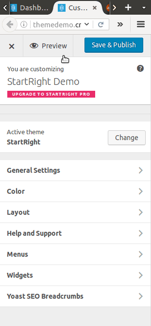 A quick demo of the StartRight Theme Customizer