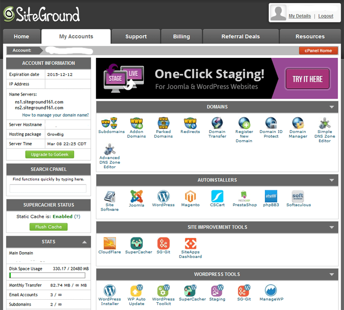 Siteground - Cpanel on steroids