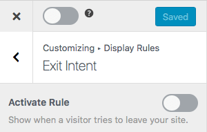 Customizing the exit intent