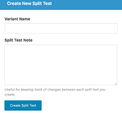 Creating a new split test