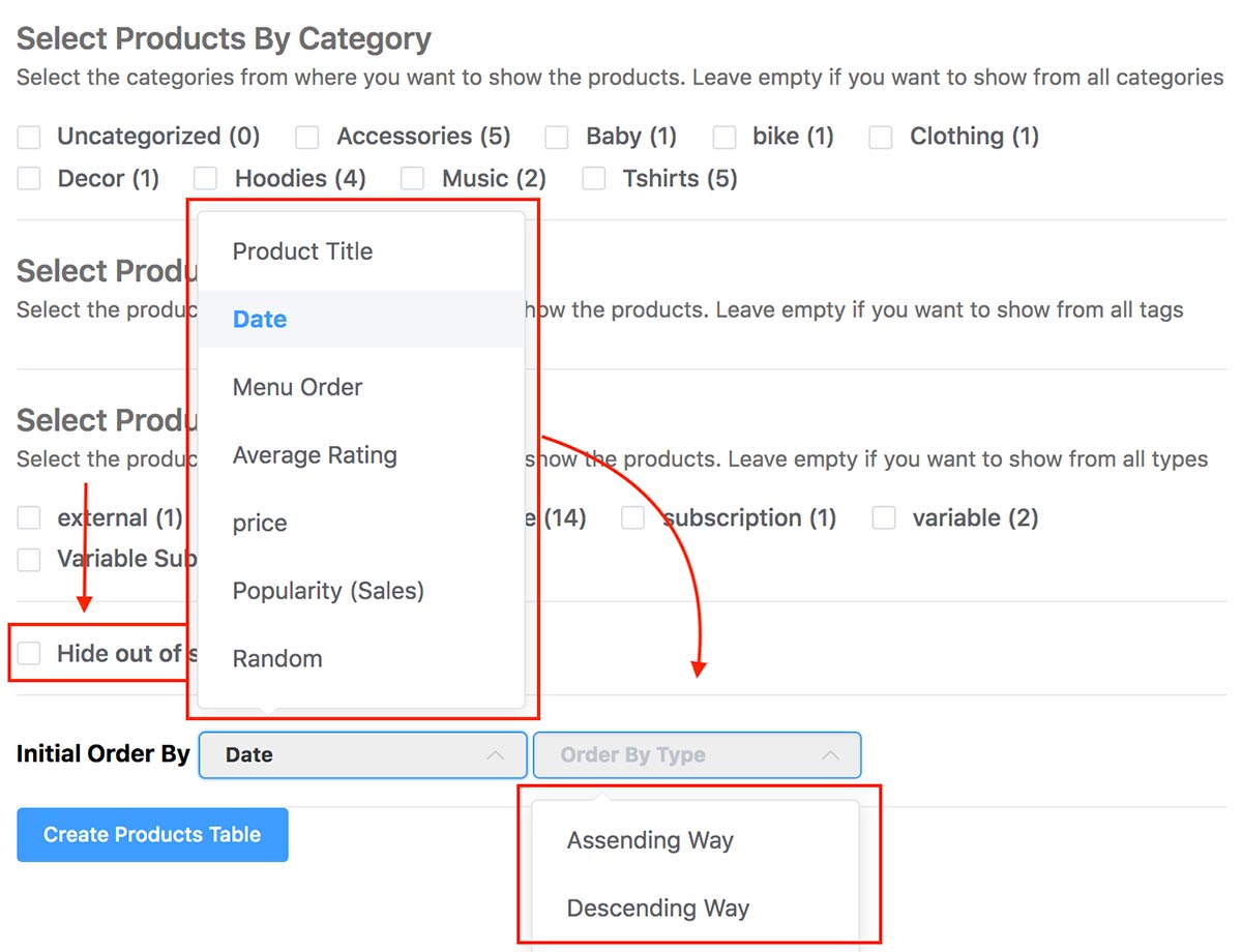 Select Products by Category