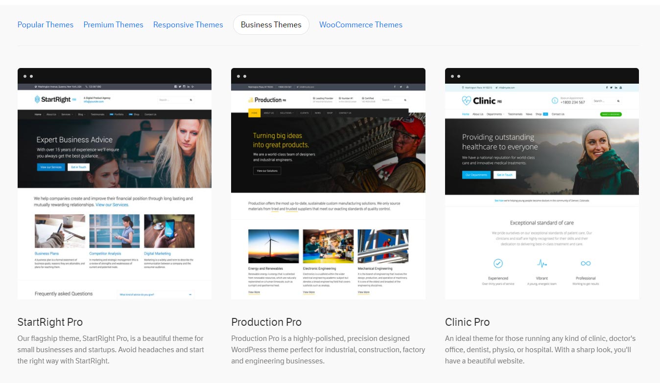 Small business WordPress themes: Create and Code.